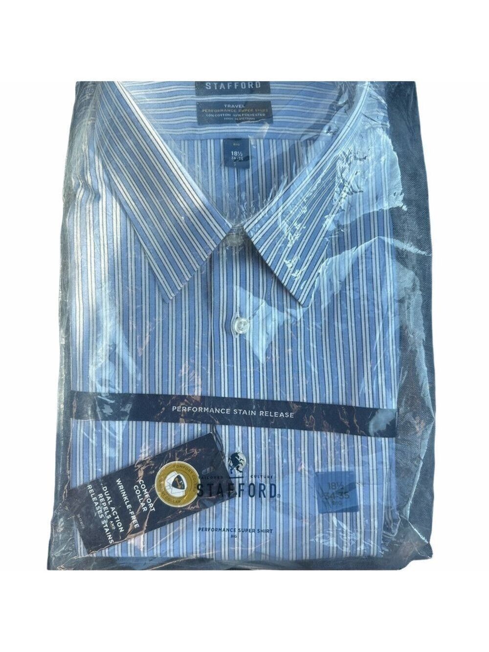 Stafford Blue Dress Shirt Classic Striped